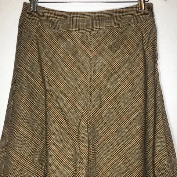 East 5th Vintage Brown Plaid Midi Skirt Size 6 - Picture 2 of 10